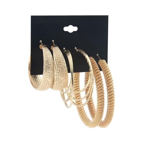 Korean Version Of Exaggerated Large Round Earrings Set Ladies Heart-shaped Golden Bow Crystal Pearl Earrings Fashion Jewelry