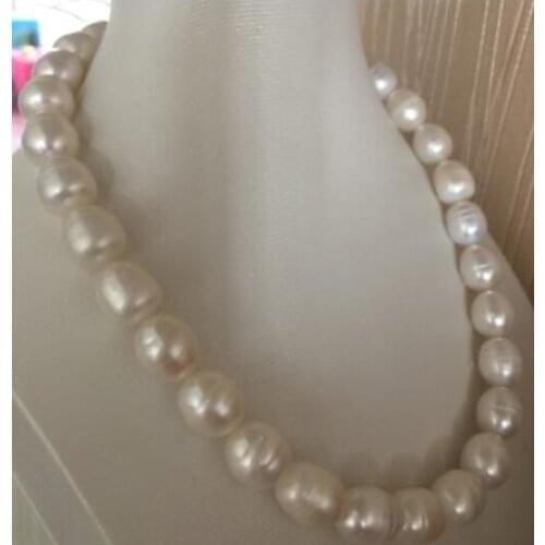 Elegant10-11mm south sea baroque white pearl necklace 18inch 14k