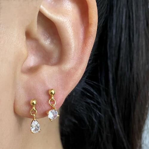1Pcs Fashion Round Heart Crystal Zircon Ear Studs Earrings For Women Girls Cartilage Helix Ear Bone Nail Piercing Jewelry Gifts