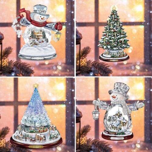 1Pc Creative Cartoon Christmas Tree Snowman Shaped Window Sticker DIY Home Restaurant Holiday Door Xmas Wall Decal
