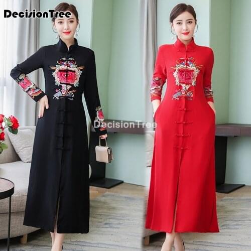 2021 chinese dres chinese dress pattern design embroidery cheongsam banquet dress women chinese cheongsam dress long qipao dress