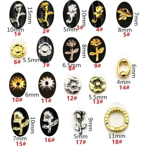 50pcs/pack Japan 3D Nail Art Decorations Metal Nail Accessories Alloy Kawaii Flower Nail Parts DIY Alloy Supplies for Nails