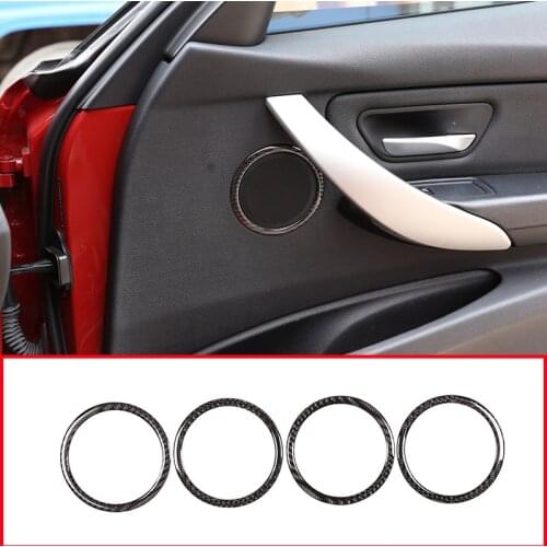 4pcs Real Carbon Fiber Car Door Decoration Ring Trim Stickers For BMW 3 4 Series F30 F33 F36 2013-2019 Car Accessories