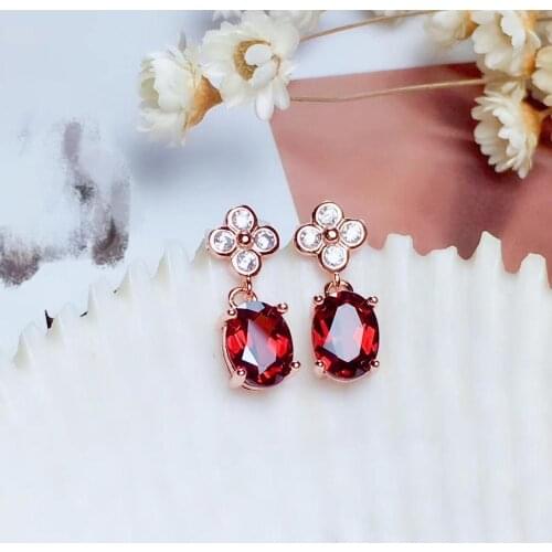 Garnet Earring Natural And Real Garnet Earring 925 sterling silver Fine jewelry Garnet Earring