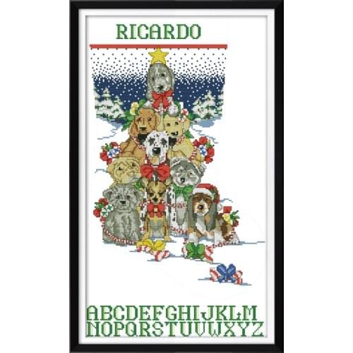 Joy Sunday Dog Christmas Stockings Cross Stitch Handmade Kit DMC Cross Stitch Embroidery Christmas Home Decoration Send Gift