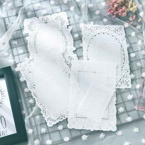 KLJUYP 8pcs Lace Edge Frame Lace Paper Doilies Placemats Wedding Party Decoration Supplies Scrapbooking DIY Crafts Paper