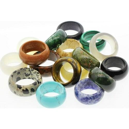 Natural Stone Ring Fashion New Opal Tiger Eye Stone Agate Round Finger Gem Ring Finger Ring Charm Jewelry Gift Accessories