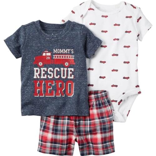 Summer newborn outfit Short sleeve T shirt tops+romper+shorts baby boy clothes set infant clothing 2020 costume new born suit