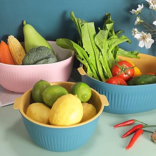 Kitchen Drain Basket Double-layer Separation Design Basket Pp Material Wash Fruit Basket Fruit Vegetable Bowls Drain Basket