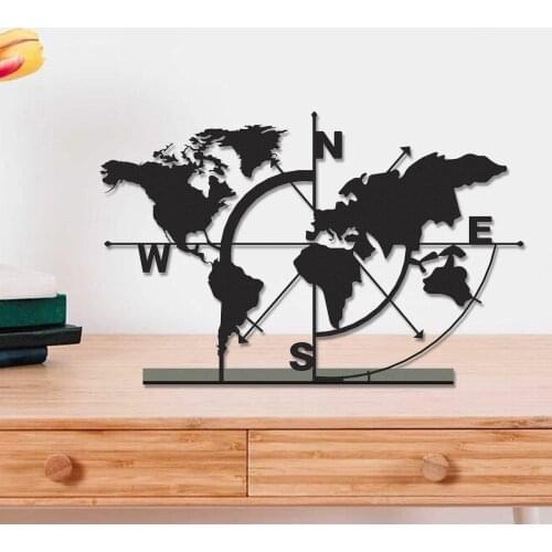 Metal Table Top Trinket World Map 18x26 Cm Black Modern Home Decoration Table Top Stylish Design Office Decor kids Room Trinket