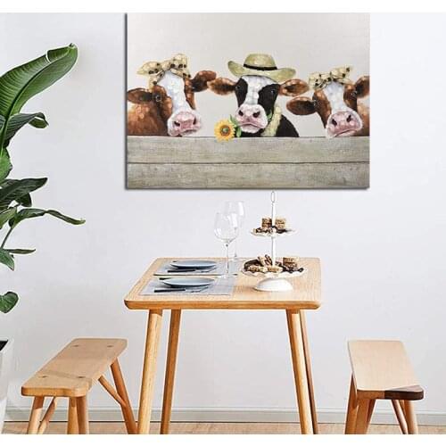 Wall Art Oil Animal Lovely Cow Oil Painting Modern Home Decor On Canvas for Living Room Bedroom And Posters No Frame