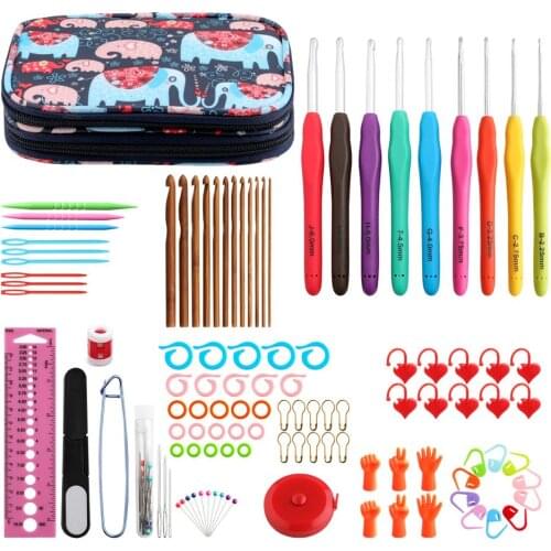 New Arrival Crochet Needle Hook Soft Handle Crochet Needles Knitting Needles Set With Bag Sewing Accessories