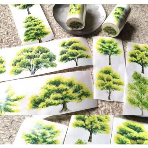Lovely Little Green Tree Washi Tape for Card Making Bullet Journal DIY Scrapbooking Decorative Sticker