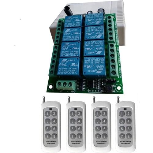 433MHz Wireless Universal Remote Control DC 12V 24V 8CH rf Relay Receiver 500 meters remote control for Wireless Remote Control