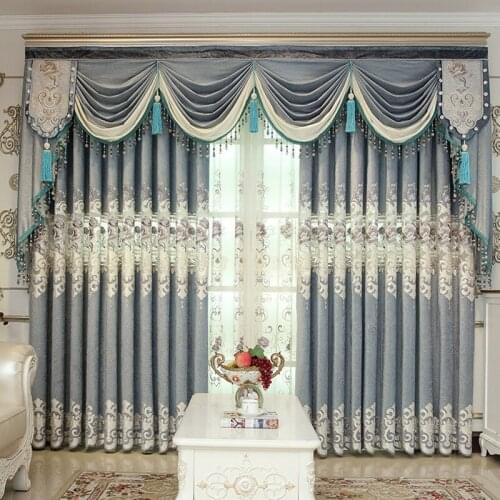 European-style Luxury Classical Curtain Retro Palace Melted Hollow Italian Velvet Embroidered Curtains for Living Room Bedroom