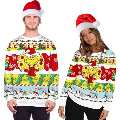 Unisex Ugly Christmas Sweaters Funny Novely Cute Cartoon Animal Film Jumper Festival Holiday Party Pullovers Top Women Men Gifts