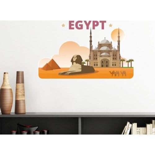 Hand-painted City Pyramid Sphinx Egypt Culture Elements Removable Wall Sticker Art Decals Mural DIY Wallpaper for Room Decal