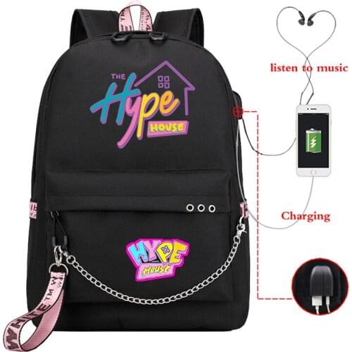 Mochilas The Hype House USB backpack School Bag for Teenager Girls Boys Printing Backpack College Students back to school bag