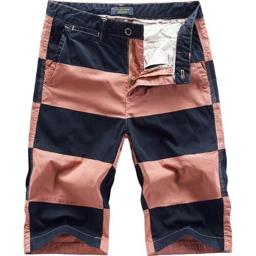 Luulla Men Summer New Brand Patchwork Cotton Cargo Shorts Men Casual Fashion Knee Length Zipper Pockets Shorts Short Pants Men