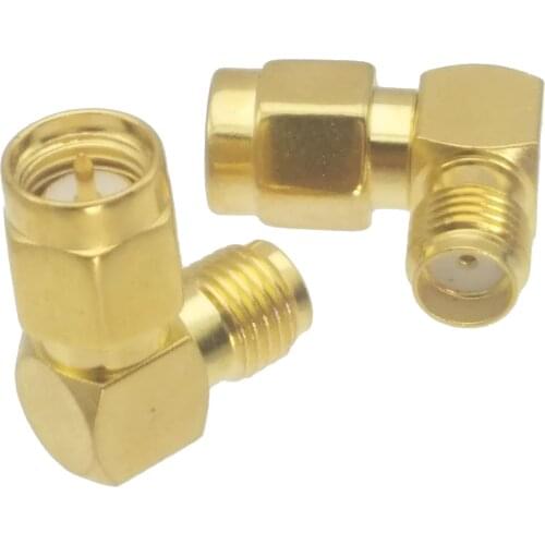SMA male PLUG to SMA female JACK right angle in series RF adapter connector