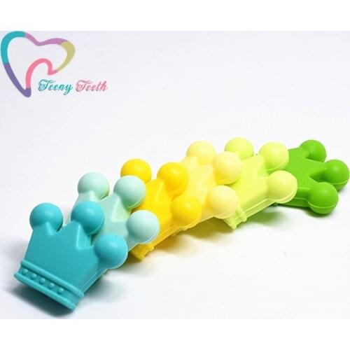 Teeny Teeth 5 PCS Mix Crown Silicone Baby Teething Toys Colorful Baby Nursing Teethers DIY Bracelet Beads Necklace Food Grade