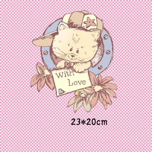 Lovely Animal Iron on Patch Cartoon Rabbit Heat Transfer Vinyl Sticker Cute With Love Patches For Kids Clothes DIY T-Shirt Decor