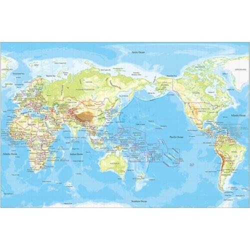 Canvas World Map Vintage Decor Topographic World Atlases Maps Wall Stickers Poster for Office Home Supplies 84*59cm Travel Gift