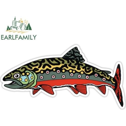 EARLFAMILY 13cm x 6.8cm for Lost River Brookie Fish Vinyl Car Stickers Surfboard Car Assessoires Sunscreen Decal Waterproof