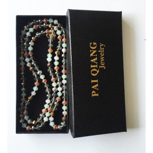 Natural Stone Long Necklace Bohemian Fashion Tribal Glass Bead Collar Sweater Choker Wholesale Gift Jewelry Dropship