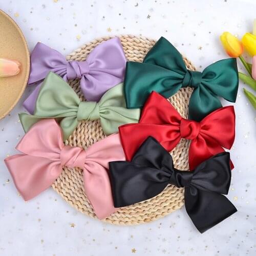 Fashion Ribbon Hairgrips Big Large Bow Hairpin For Women Girls Satin Trendy Ladies Hair Clip New Cute Barrette Hair Accessories