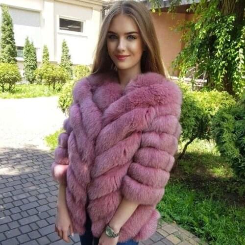 100% Natural Fox Fur Coat Women High Quality Fashion Fur Jacket Female Fluffy Overcoat Warm Thick Outwear