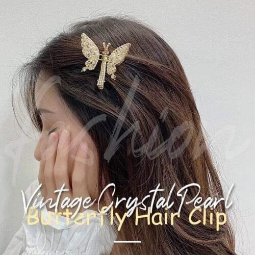 Women Crystal Vintage Rhinestones Crystal Butterfly Clip Butterfly Hairpin Heandband Crab Shiny Rhinestone Bow Clips Hair Access