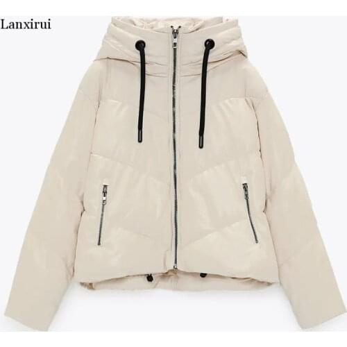Winter Thick Casual Hooded Parkas Women Fashion PU Leather Coats Women Elegant Zipper A Line Cotton Jackets Female Ladies