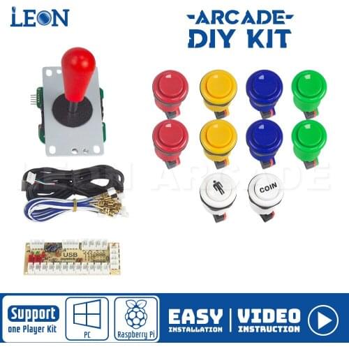 1 Player Zero Delay USB Encoder Happ Arcade Buttons 5 Pin 8 Way Kit Joystick Arcade Box USB To PC/PS3/Andriod/Rasberry Pi