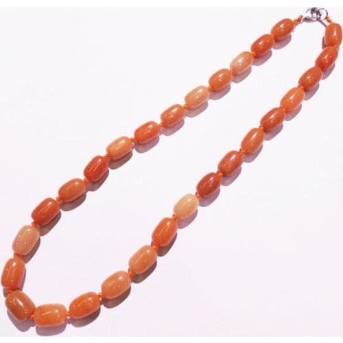 1 Strand/28Pcs 14x10mm Wholesale DIY Fashion Jewelry Natural Yellow Aventurine Barrel Shape Pendant Necklace Length 210mm S1107