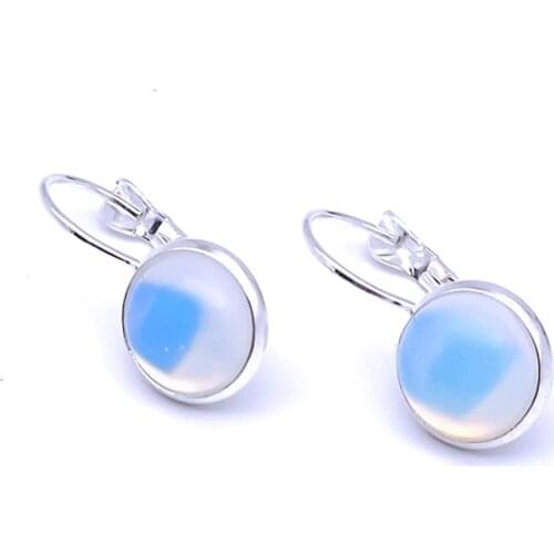 10MM 12mm Opal Stone Earrings Environmental Protection Charms Earrings for Women Fashion Jewelry