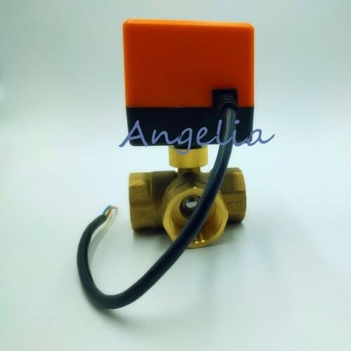 DC24V G1-1/4" BSPP DN32 Brass 3 Way Motorized Ball Valve T Type Electrical Actuator Valve