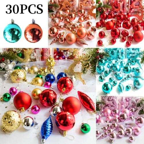 30pcs/lot Colorful Christmas Ball Xmas Tree Pendant Bauble Hanging Ornament Xmas for Birthday Party Home Decor