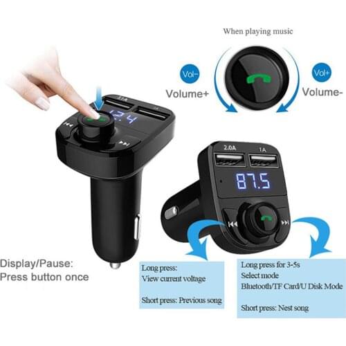 Wireless Bluetooth Handsfree Car Kit FM Transmitter MP3 Player Dual USB Charger Bluetooth-enabled audio devices Audio Adapter
