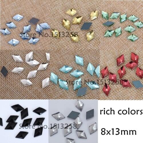 Rich Colors 300pcs 8x13mm Flat Back Rhombus Fancy Crystal Stones Glass Crystals