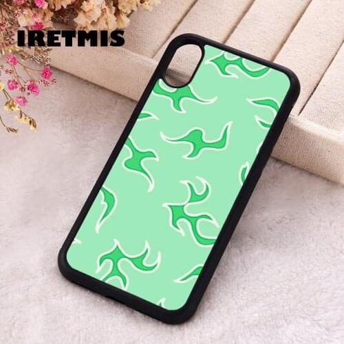 Iretmis 5 5S SE 2020 Phone Cover Cases for iPhone 6 6S 7 8 Plus X Xs Max XR 11 12 MINI Pro Rubber Silicone Green Flames