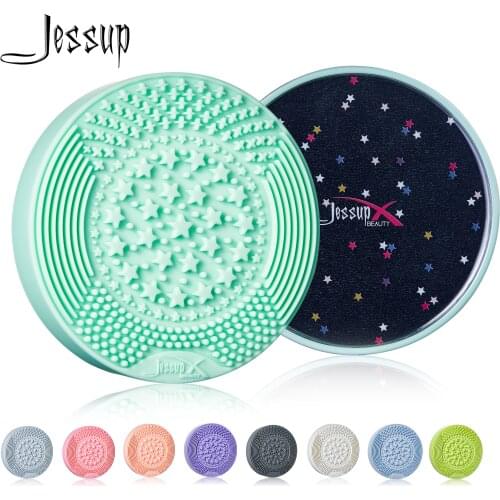 Jessup Makeup Brush Cleaner 2 in 1 Wet&Dry Silicone Washing Sponge Cleaning Mat Remove Eyeshadow Foundation from Cosmetic Tools