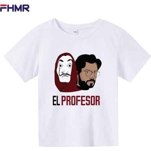 La Casa De Papel T Shirt girl Harajuku EL PROFESOR Letters Print Short Sleeve Funny Money Heist House of Paper Hip Hop Tops boy