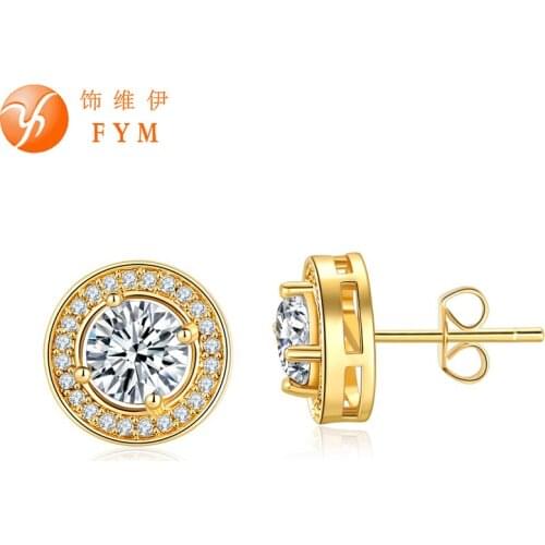 Женские золотые серьги FYM China At AliExpress