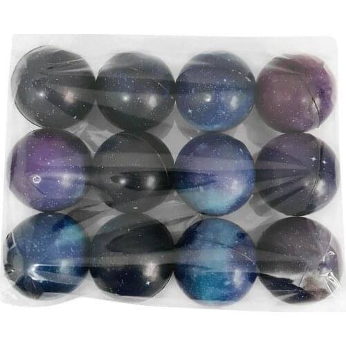 12PCS 6.3cm Color Printing Sponge Solid Soft Ball Starry Sky Ball Early Education Foaming Childrens Toy Bouncy Ball Toy Gift