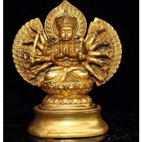 Chinese Old copper handmade Tibetan Buddha Thousand hands Guanyin