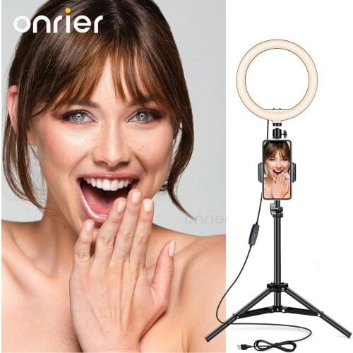 Onrier Ring Light with Stand LED Camera Selfie Light Ring for Tripod and Holder for Video Photography Light OLS10C