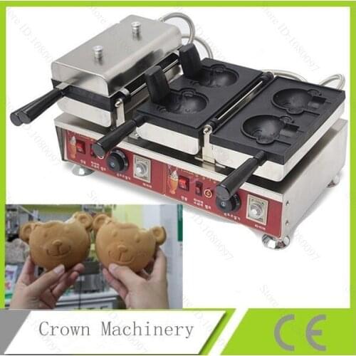 Commercial 110V 220V Electric Open mouth ice cream Bear Shaped Waffle Maker Baker Iron Machine