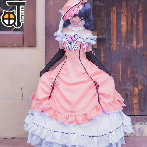 Black Deacon Cos Black Butler Ciel Phantomhive Cosplay Dress Princess Clothing Halloween Party Costume Whole Set With Hat Glove