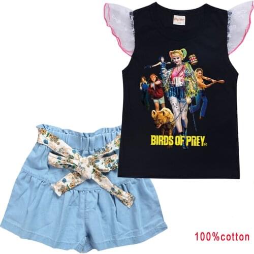 Suicide cosplay Costumes Harley Squad Quinn Monster T Shirt shorts casual outfit Girl summer Cotton comfort clothing